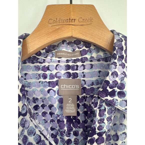 Chicos 2 Womens Wrinkle Resistant Purple Button-Up blouse Top Size Large - Picture 2 of 3